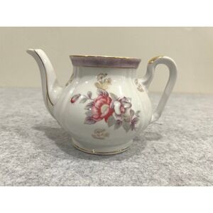 Floral tea pot - NO LID - Purple and Gold Trim